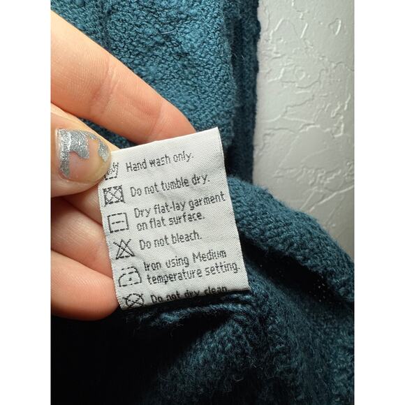 Habitat blue asymmetrical button front sweater womens large grunge‎ lagenlook - Picture 5 of 9